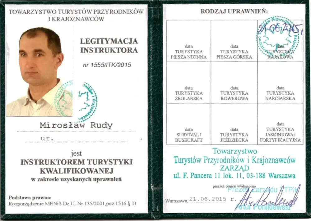 Legitymacja instruktora Mirosław Rudy