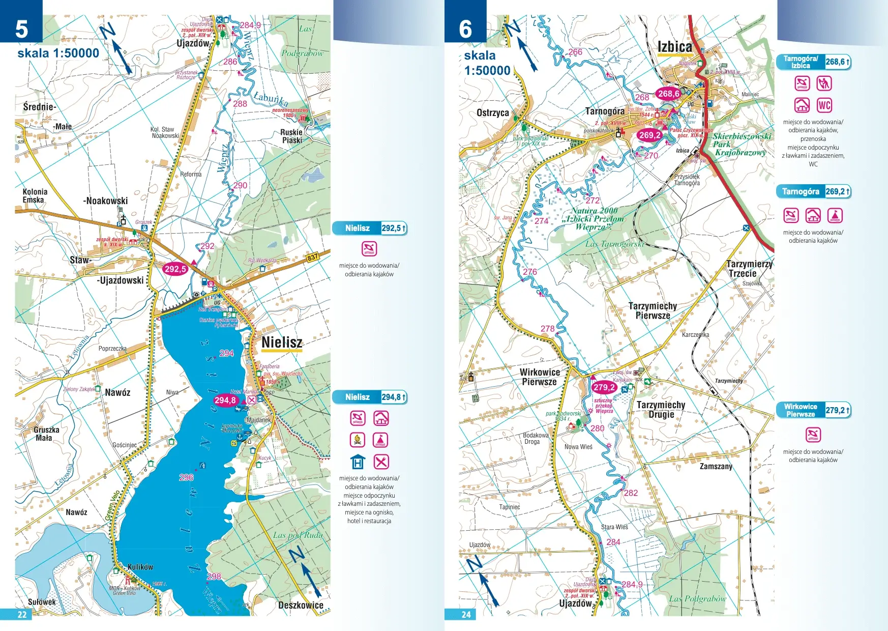 Mapa spływu Nielisz Wirkowice Pierwsze