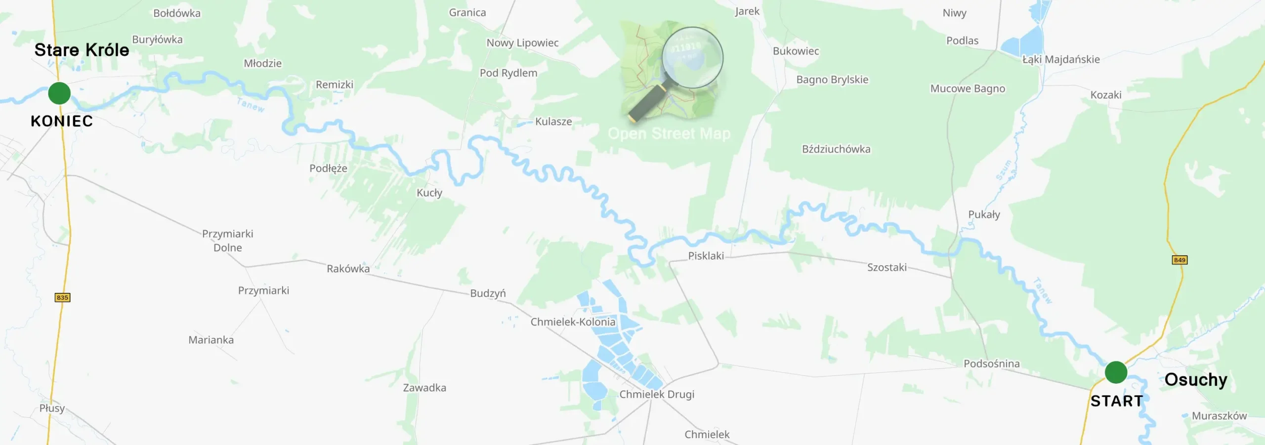 Mapa spływu Osuchy Stare Króle