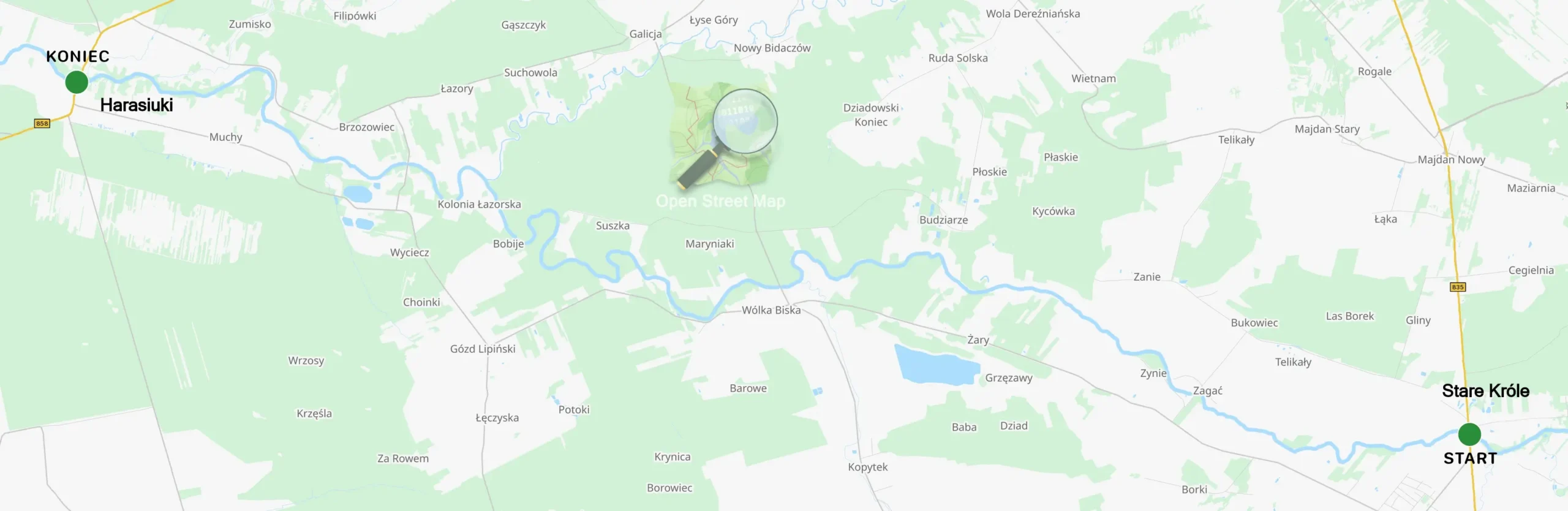 Mapa spływu Stare Króle Harasiuki