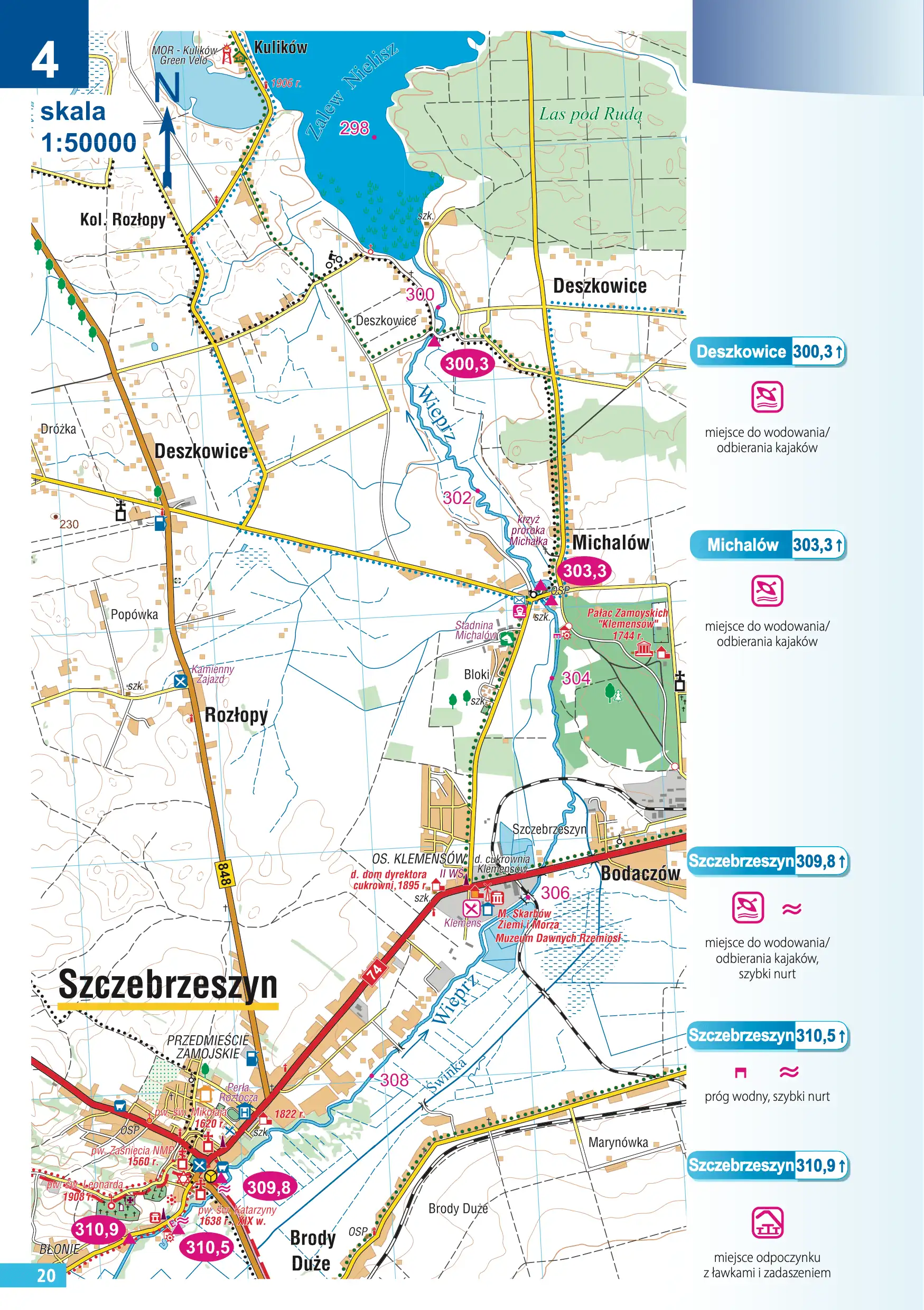 Mapa spływu Szczebrzeszyn Nielisz